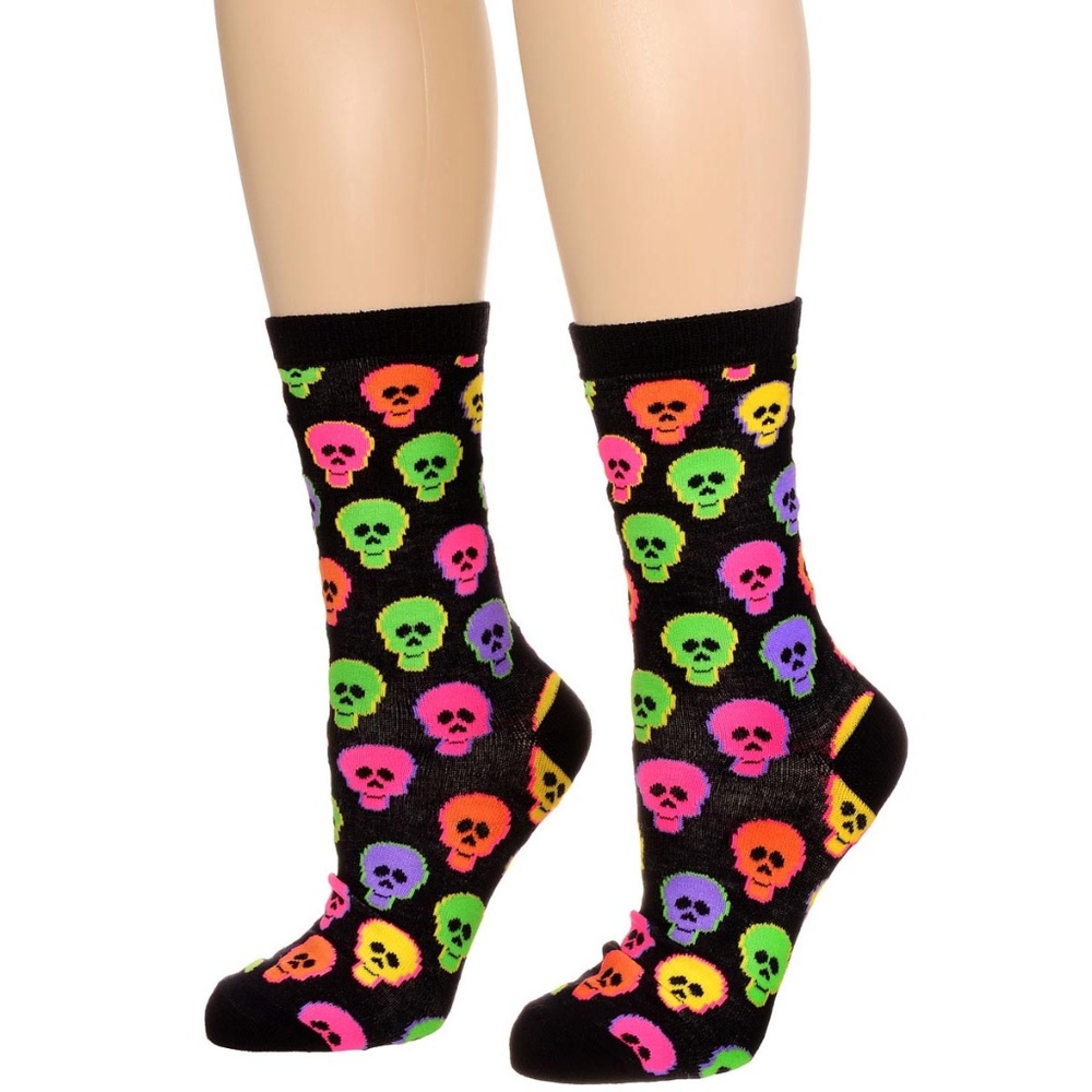NEW Candy Skulls Crew Socks Punk Goth Halloween